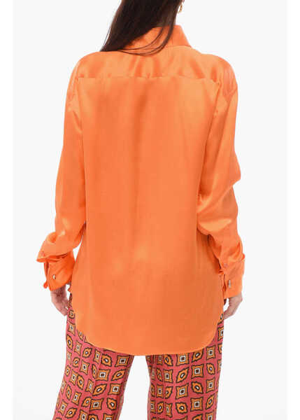 Camasi casual WOERA Long Sleeved Silk Shirt Orange Femei (BM 17946139) 2