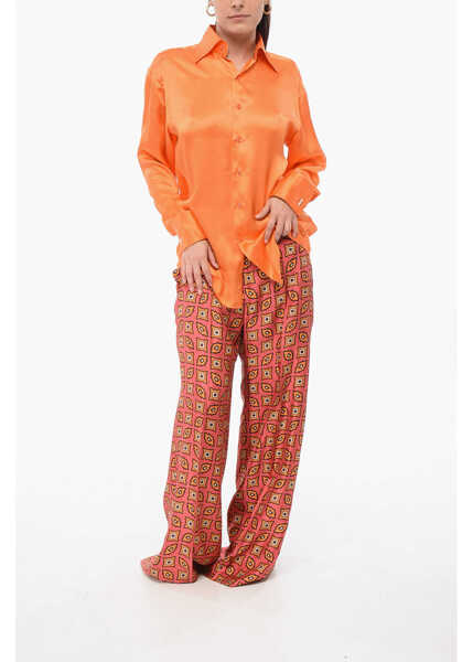 Camasi casual WOERA Long Sleeved Silk Shirt Orange Femei (BM 17946139) 4