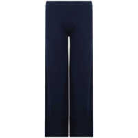 Pantaloni casual Kangra Cashmere Navy Blue High-Waisted Wide-Leg Trousers Femei