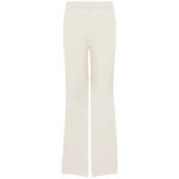Pantaloni casual Kangra Cashmere Ivory High-Waisted Wide-Leg Trousers Femei