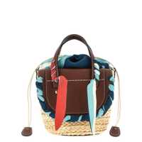 Genti de mana Cuba Lab Brown Leather Habanera Silk Satchels Bag Femei