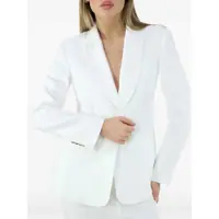 Geci Elisabetta Franchi Dama - Geci biker Elisabetta Franchi ELISABETTA FRANCHI IVORY LINEN BLEND SINGLE-BREASTED JACKET Ivory Femei (BM 17988918) - B-mall.ro