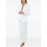 Geci biker ELISABETTA FRANCHI IVORY LINEN BLEND SINGLE-BREASTED JACKET Femei