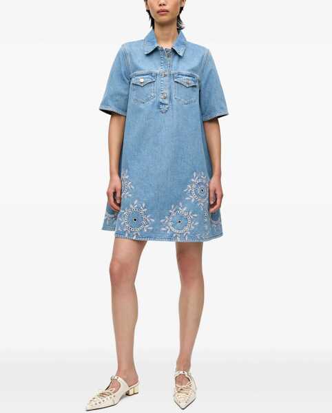 Rochii casual Ganni Mini Dress With Sangallo Embroidery DENIM Femei (BM 17989645) 2