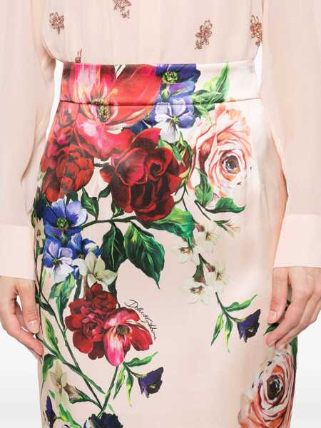 Fuste casual Dolce & Gabbana Flower Print Satin Midi Pencil Skirt PINK Femei (BM 17989669) 5