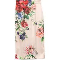 Fuste casual Flower Print Satin Midi Pencil Skirt Femei