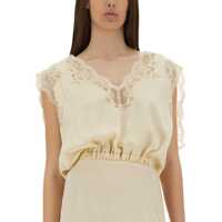 Rochii RABANNE Dama - Rochii casual RABANNE Midi Dress With Lace Inlays IVORY Femei (BM 17989684) - B-mall.ro