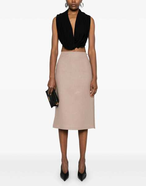 Fuste casual Fendi Waxed Linen Skirt BEIGE Femei (BM 17989705) 2