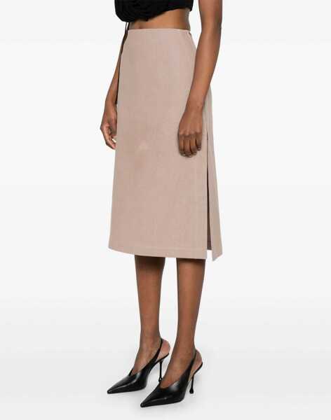 Fuste casual Fendi Waxed Linen Skirt BEIGE Femei (BM 17989705) 3