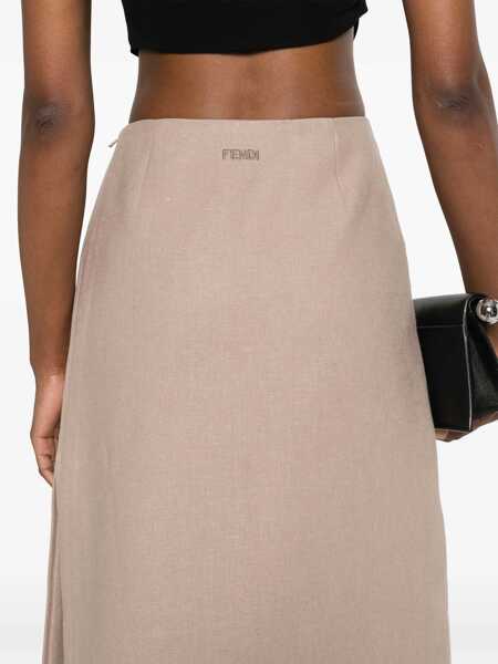 Fuste casual Fendi Waxed Linen Skirt BEIGE Femei (BM 17989705) 5