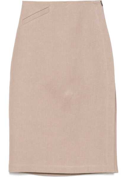 Fuste casual Fendi Waxed Linen Skirt BEIGE Femei (BM 17989705) 1