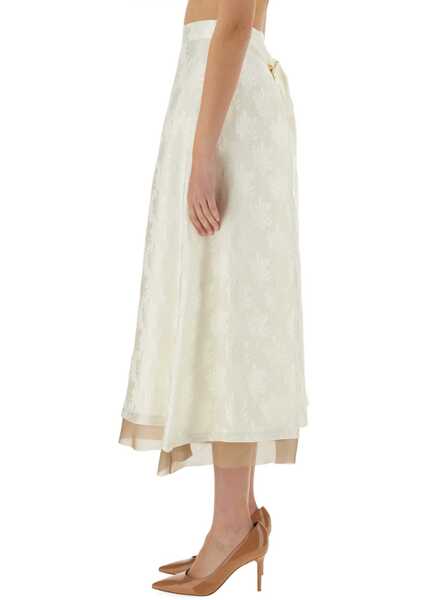 Fuste casual Fendi Ff Silk Skirt IVORY Femei (BM 17989726) 4