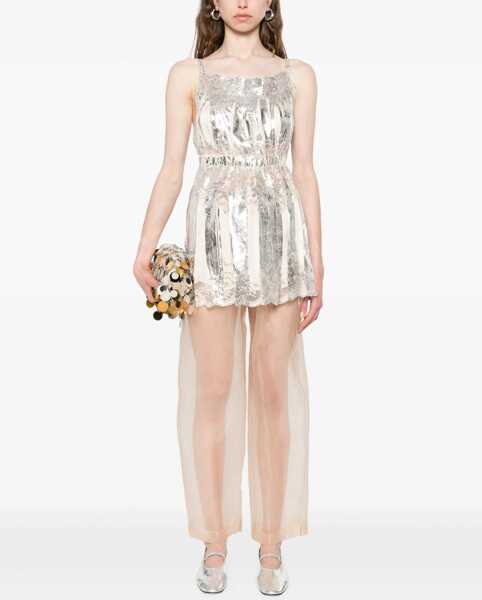 Bluze RABANNE Laminated Pleated Satin Top IVORY Femei (BM 17989732) 2