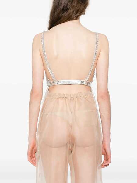 Bluze RABANNE Laminated Pleated Satin Top IVORY Femei (BM 17989732) 4