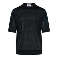 Tricouri Laneus Black Crew-Neck Short-Sleeve T-Shirt Barbati