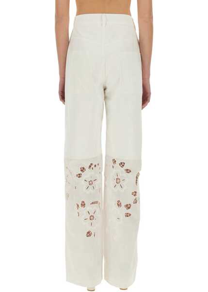 Pantaloni casual MARINE SERRE Upcycled Linen Pants WHITE Femei (BM 17991745) 3