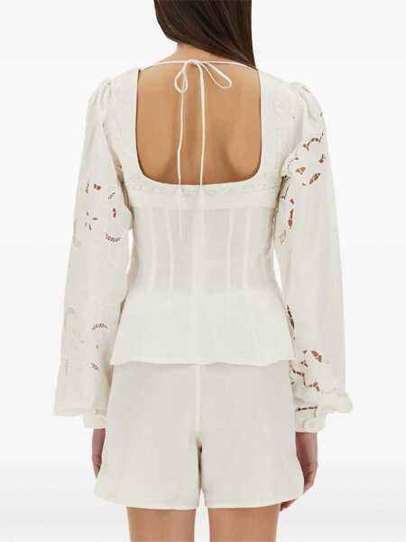 Bluze MARINE SERRE Upcycled Linen Top WHITE Femei (BM 17991766) 3