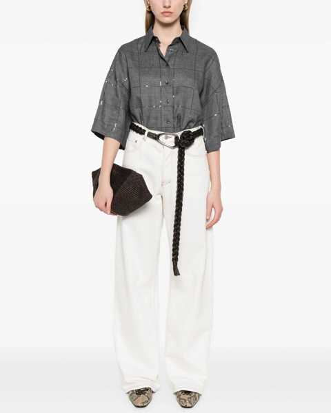 Camasi casual Brunello Cucinelli Linen Shirt GRIGIO SCURO Femei (BM 17991826) 2