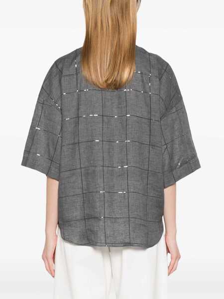 Camasi casual Brunello Cucinelli Linen Shirt GRIGIO SCURO Femei (BM 17991826) 4