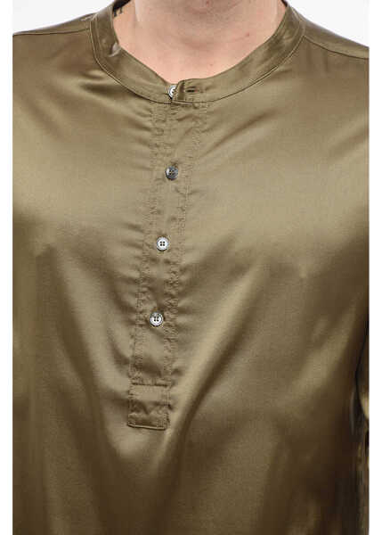 Pijamale Tom Ford Long Sleeved Pajama Top With Buttons Green Barbati (BM 17993230) 3
