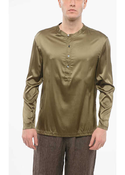 Pijamale Tom Ford Long Sleeved Pajama Top With Buttons Green Barbati (BM 17993230) 1