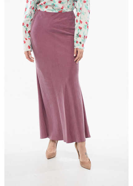 Fuste lungi Max Mara Studio Linen Blend Goyali Skirt With Slit Burgundy Femei (BM 17993233) 1