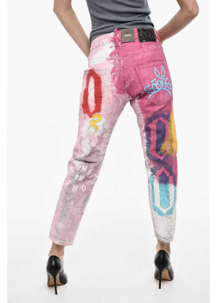 Blugi skinny DSQUARED2 Cropped Dan Jeans Paint Effect Multicolor Femei (BM 17993434) 2