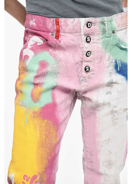 Blugi skinny DSQUARED2 Cropped Dan Jeans Paint Effect Multicolor Femei (BM 17993434) 3