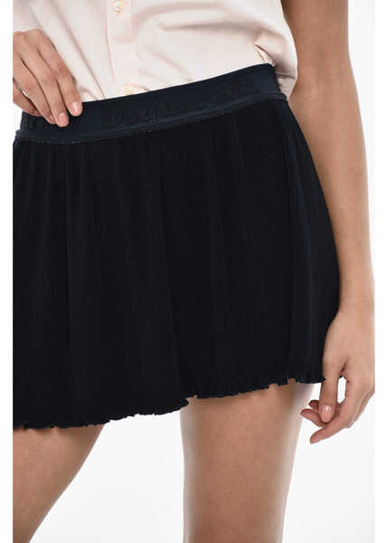 Fuste scurte DSQUARED2 Pleated Flared Miniskirt With Logo Band Waist Blue Femei (BM 17993449) 3