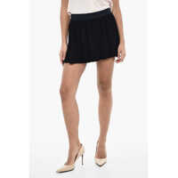 Fuste scurte Pleated Flared Miniskirt With Logo Band Waist Femei
