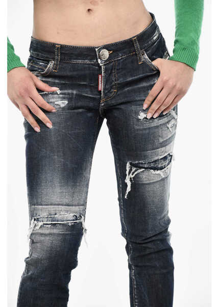 Blugi drepti DSQUARED2 Regular Fit Distressed Jeans Blue Femei (BM 17993452) 3