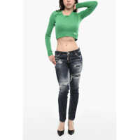 Imbracaminte Dama pagina 390 - Blugi drepti DSQUARED2 Regular Fit Distressed Jeans Blue Femei (BM 17993452) - B-mall.ro