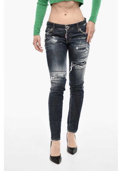 Blugi drepti DSQUARED2 Regular Fit Distressed Jeans Blue Femei (BM 17993452) 1