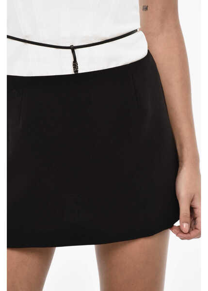 Fuste scurte DSQUARED2 Solid Color Miniskirt With Leather Belt Black Femei (BM 17993473) 3