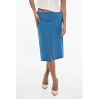 Fuste lungi Regular Waist Solid Color Longuette With Frontal Split Femei