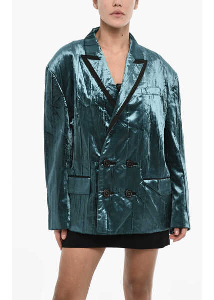 Sacouri DSQUARED2 Oversized Velvet Double Breast Blazer Blue Femei (BM 17993509) 1