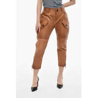 Pantaloni casual Leather Pants With Side Pockets Femei
