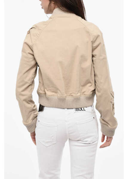 Bomber jacket DSQUARED2 Cotton Bomber With Floral Applications Beige Femei (BM 17993722) 2