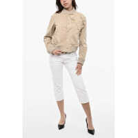 Bomber jacket DSQUARED2 Dama - Bomber jacket DSQUARED2 Cotton Bomber With Floral Applications Beige Femei (BM 17993722) - B-mall.ro