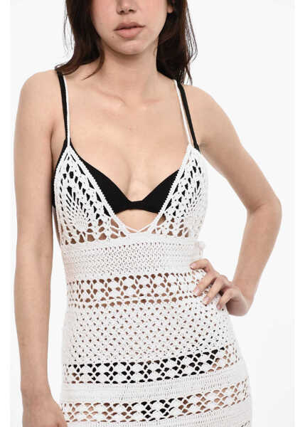 Rochii lungi DSQUARED2 Deep Neckline Crochet Maxi Dress White Femei (BM 17993728) 3