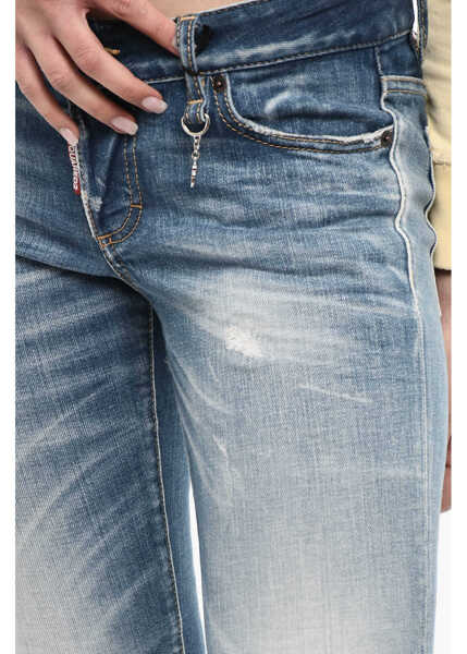 Blugi drepti DSQUARED2 Solid-Color Jeans With Charm Blue Femei (BM 17993731) 3