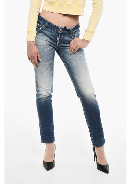 Blugi drepti DSQUARED2 Solid-Color Jeans With Charm Blue Femei (BM 17993731) 1