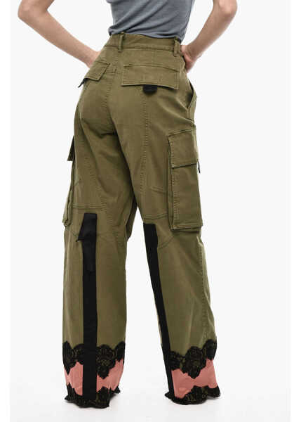 Pantaloni casual DSQUARED2 High-Waisted Cargo Pants With Satin Hem Green Femei (BM 17993764) 2