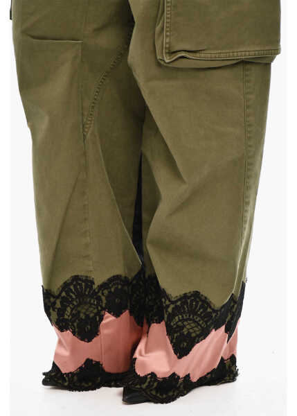 Pantaloni casual DSQUARED2 High-Waisted Cargo Pants With Satin Hem Green Femei (BM 17993764) 4