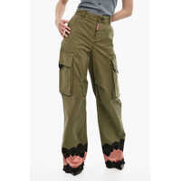Pantaloni casual High-Waisted Cargo Pants With Satin Hem Femei