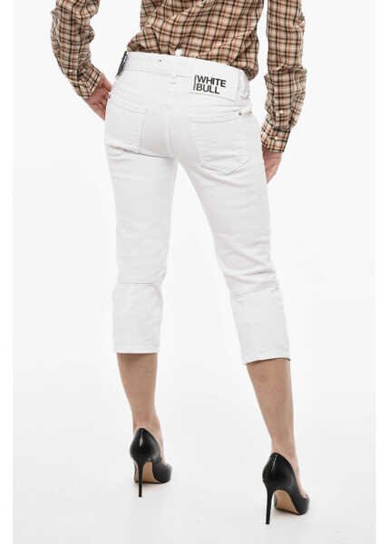 Blugi drepti DSQUARED2 White Bull Vintage Effect Cropped Light Wash Jeans White Femei (BM 17993773) 2