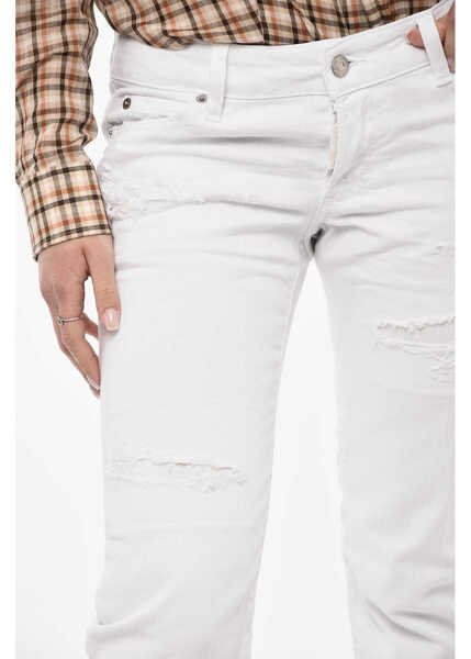 Blugi drepti DSQUARED2 White Bull Vintage Effect Cropped Light Wash Jeans White Femei (BM 17993773) 3