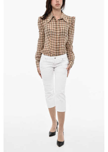 Blugi drepti DSQUARED2 White Bull Vintage Effect Cropped Light Wash Jeans White Femei (BM 17993773) 4