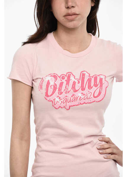 Rochii scurte DSQUARED2 Cotton Mini Dress With Logo-Print Pink Femei (BM 17993788) 3