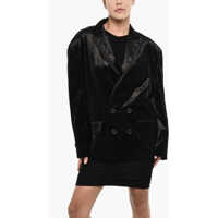Sacouri Oversized Fit Chenille Double Breasted Blazer Femei